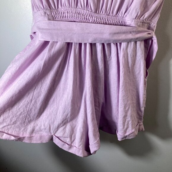 Womens Urban Outfitters Julie‎ Romper Sleeveless Belted Linen Blend Lilac M - Picture 6 of 10